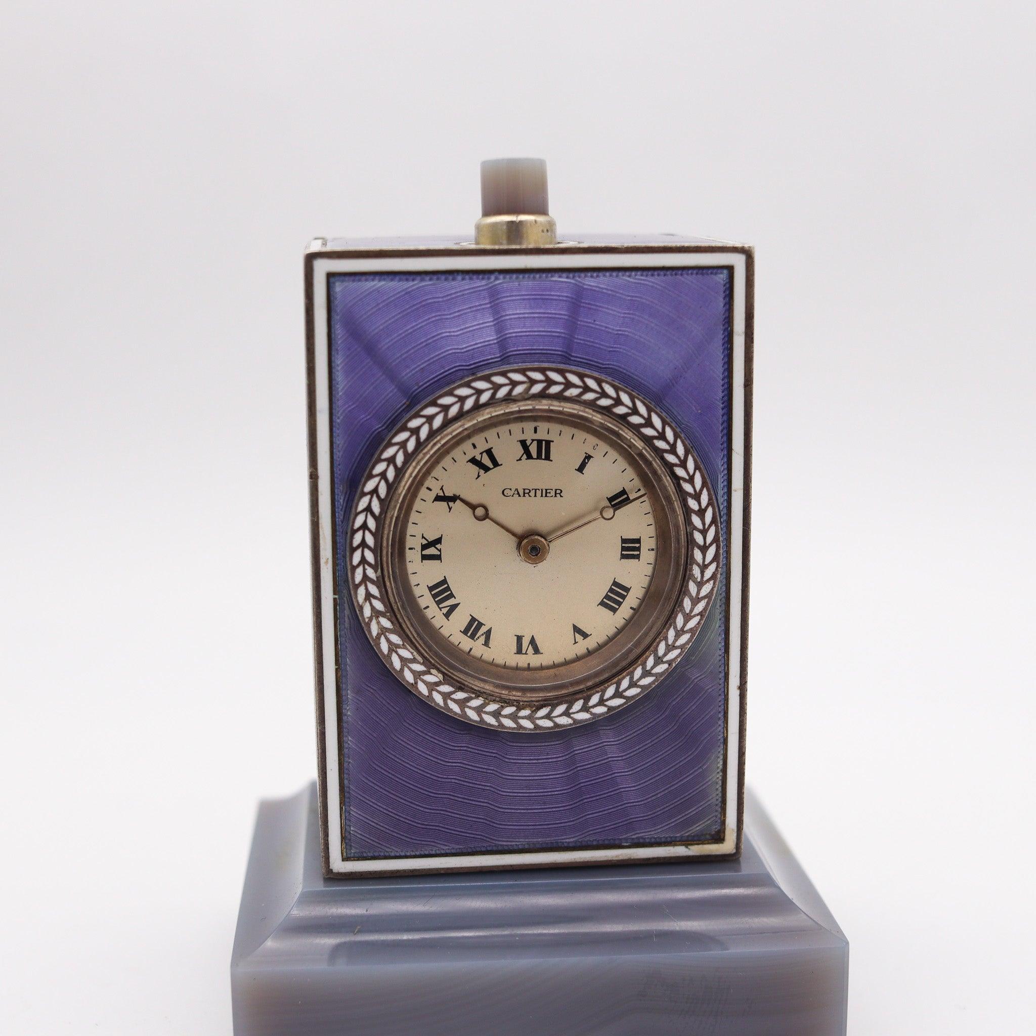 Belle Époque CARTIER Parigi 1909 Belle Epoque Orologio a ripetizione in smalto e agata sterlina in vendita