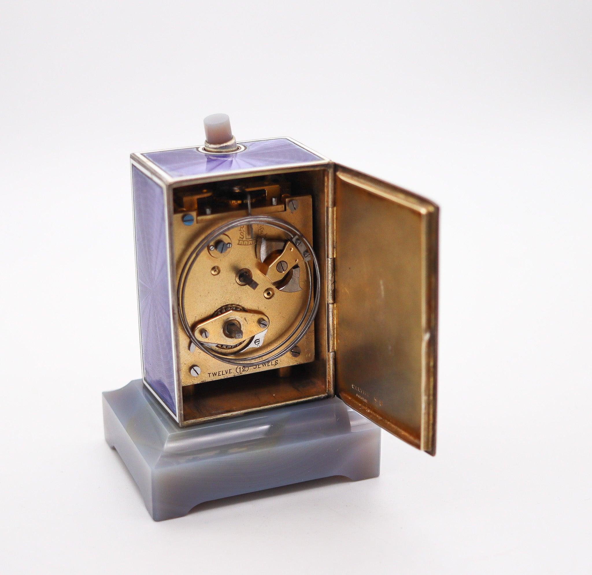Inizio XX secolo CARTIER Parigi 1909 Belle Epoque Orologio a ripetizione in smalto e agata sterlina in vendita