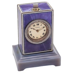 CARTIER Paris 1909 Belle Epoque Enamel Repeater Carriage Clock In Sterling Agate