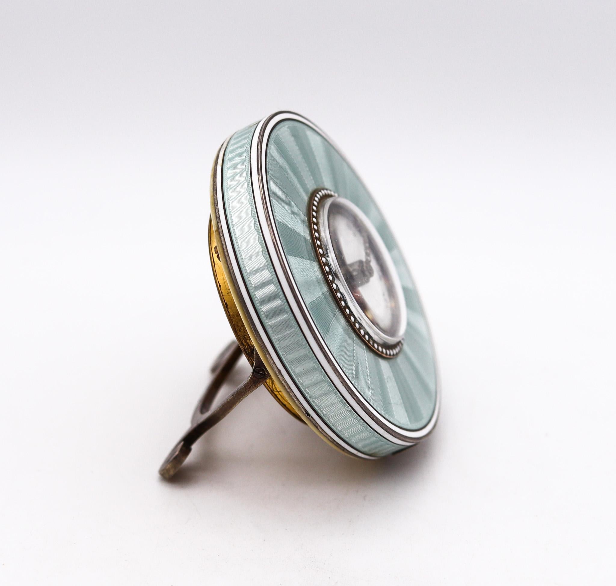 CARTIER Paris 1910 Edwardianische Emaille-Schreibtischuhr 18kt Gold Platin Silber Diamant (Französisch)