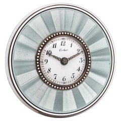 CARTIER Paris 1910 Edwardianische Emaille-Schreibtischuhr 18kt Gold Platin Silber Diamant
