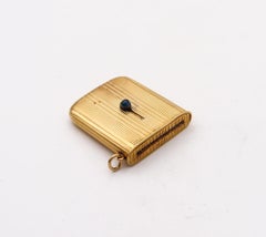 Cartier Paris 1910 Vesta Mechanical Matches Box 18Kt Yellow Gold With Sapphire
