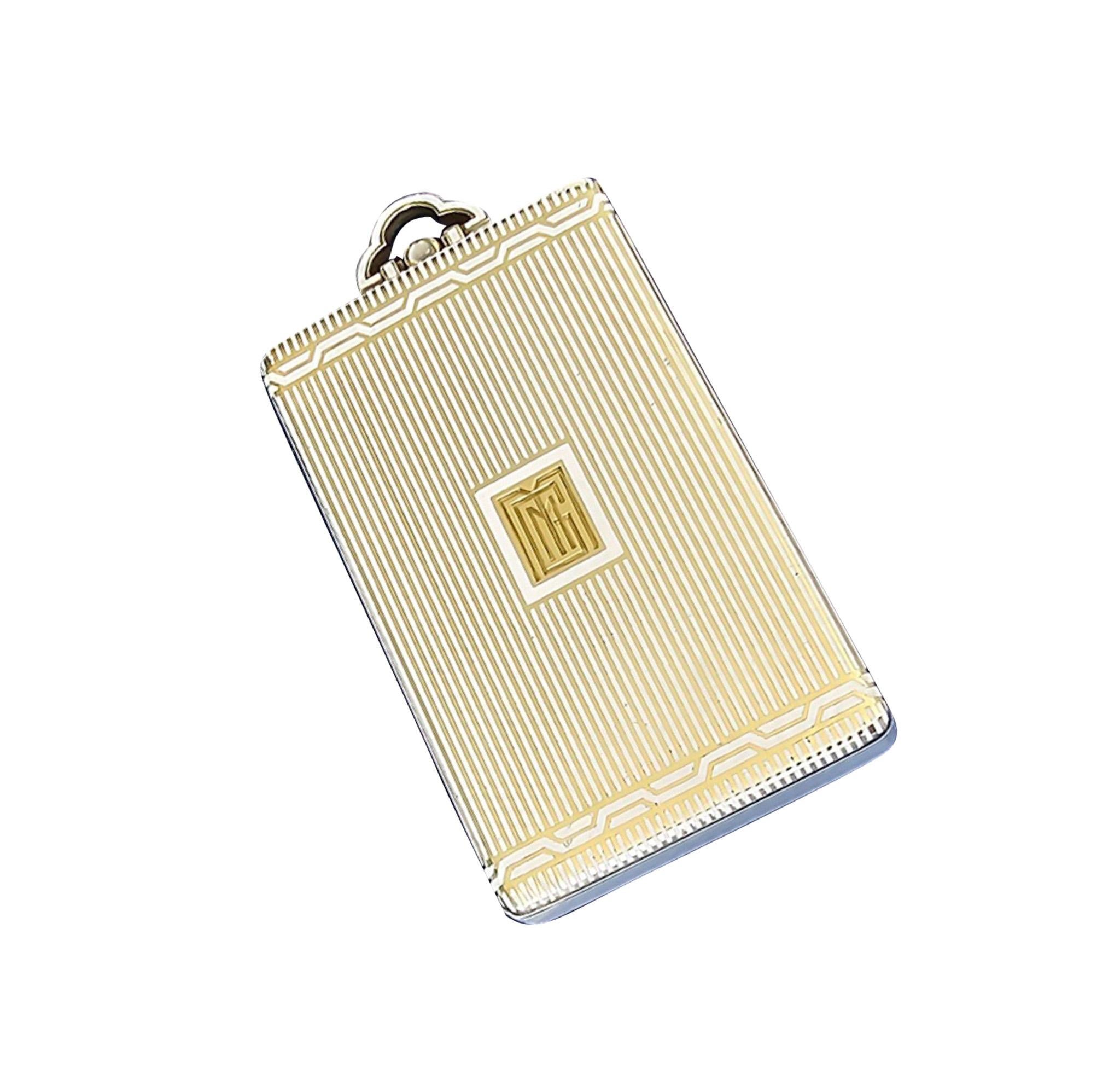 Cartier Paris 1925 Art Deco Enamel Vanity Case In 18 Kt Yellow Gold & Moonstones For Sale 8