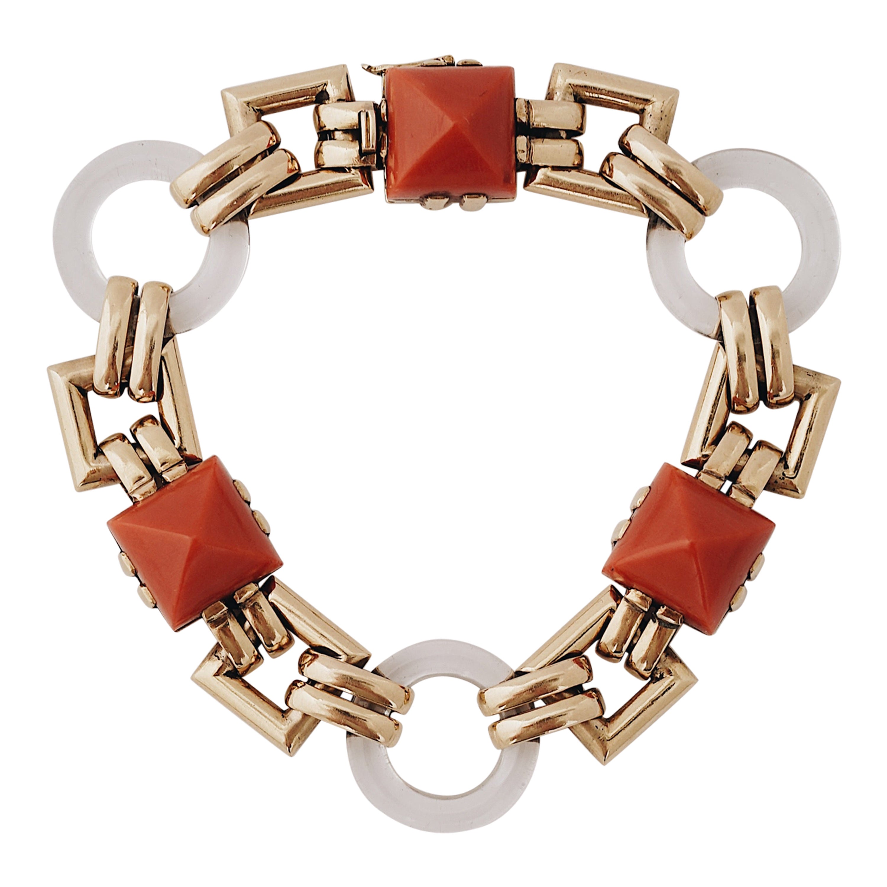 Cartier, Bracelet en or 18 carats, corail et cristal de roche, par Georges Lepape, Paris, 1926