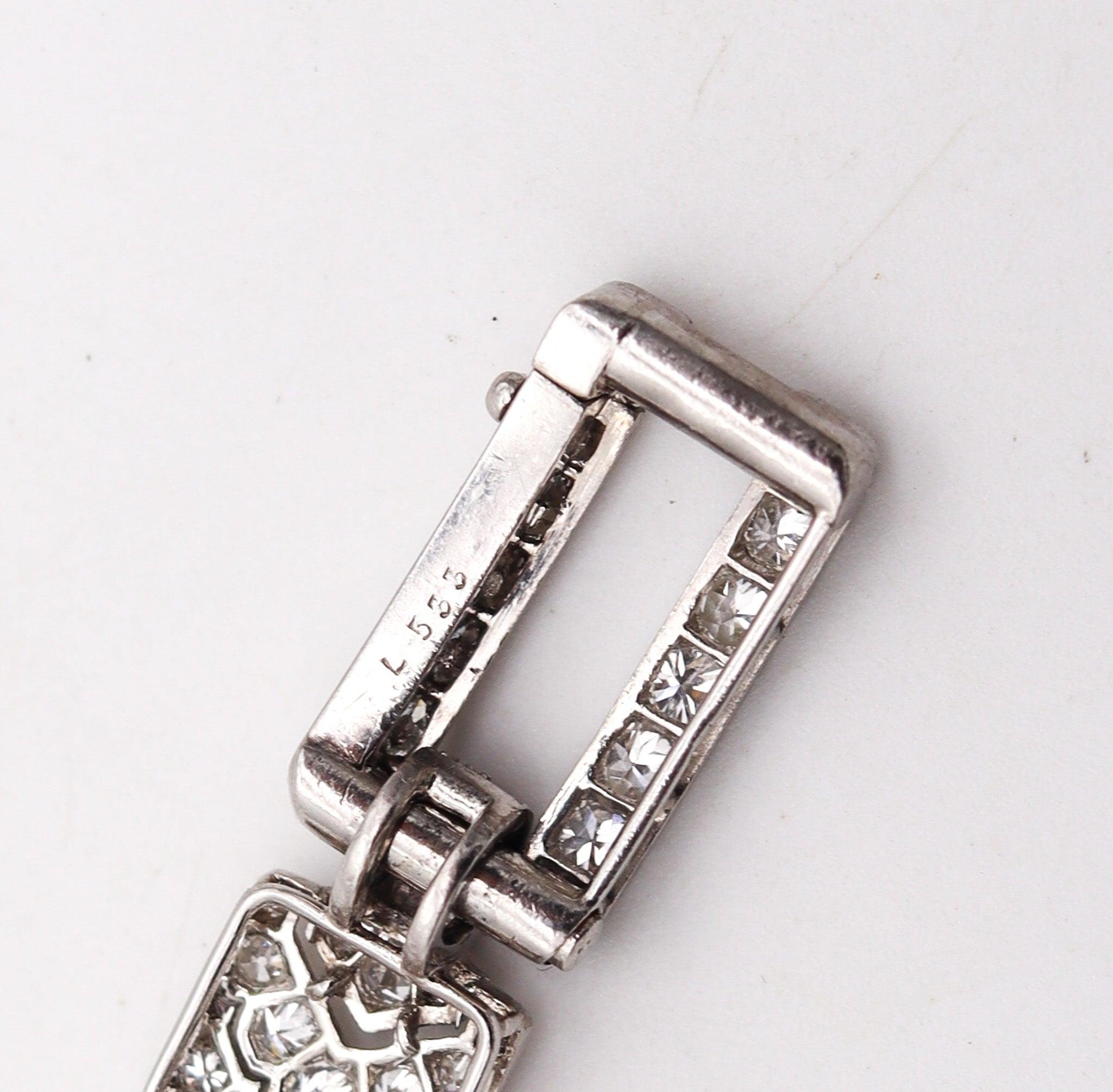 CARTIER Paris 1928 Art Deco-Armband aus Platin mit 19,86 Karat Diamanten im Angebot 5