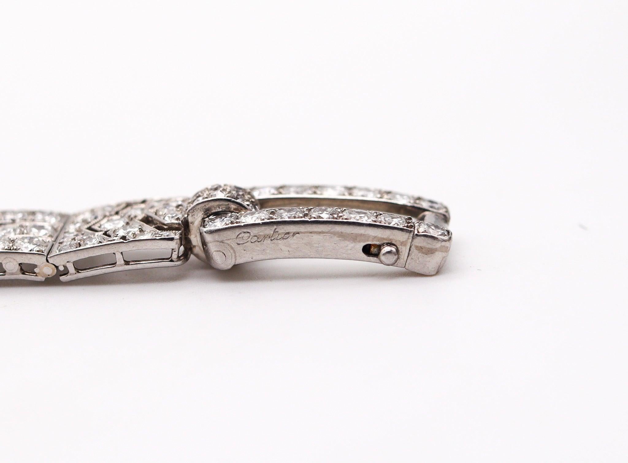 CARTIER Paris 1928 Art Deco-Armband aus Platin mit 19,86 Karat Diamanten im Angebot 6