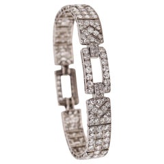 CARTIER Paris 1928 Art Deco Bracelet In Platinum With 19.86 Cts In Diamonds