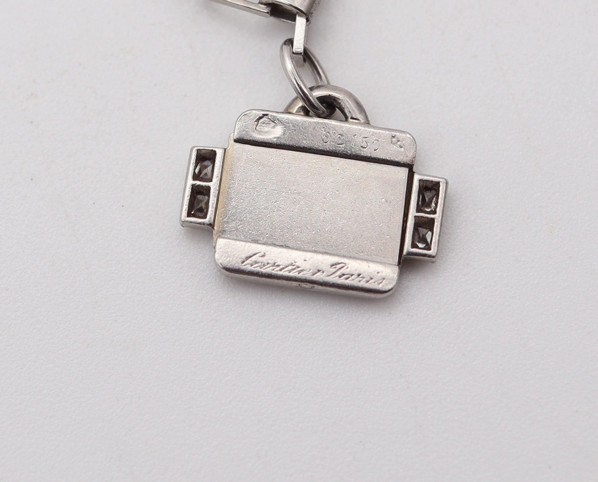 CARTIER Paris 1930 Art Deco Charms-Armband aus Platin mit 3,06 Gesamtkaratgewicht in Diamanten im Angebot 4
