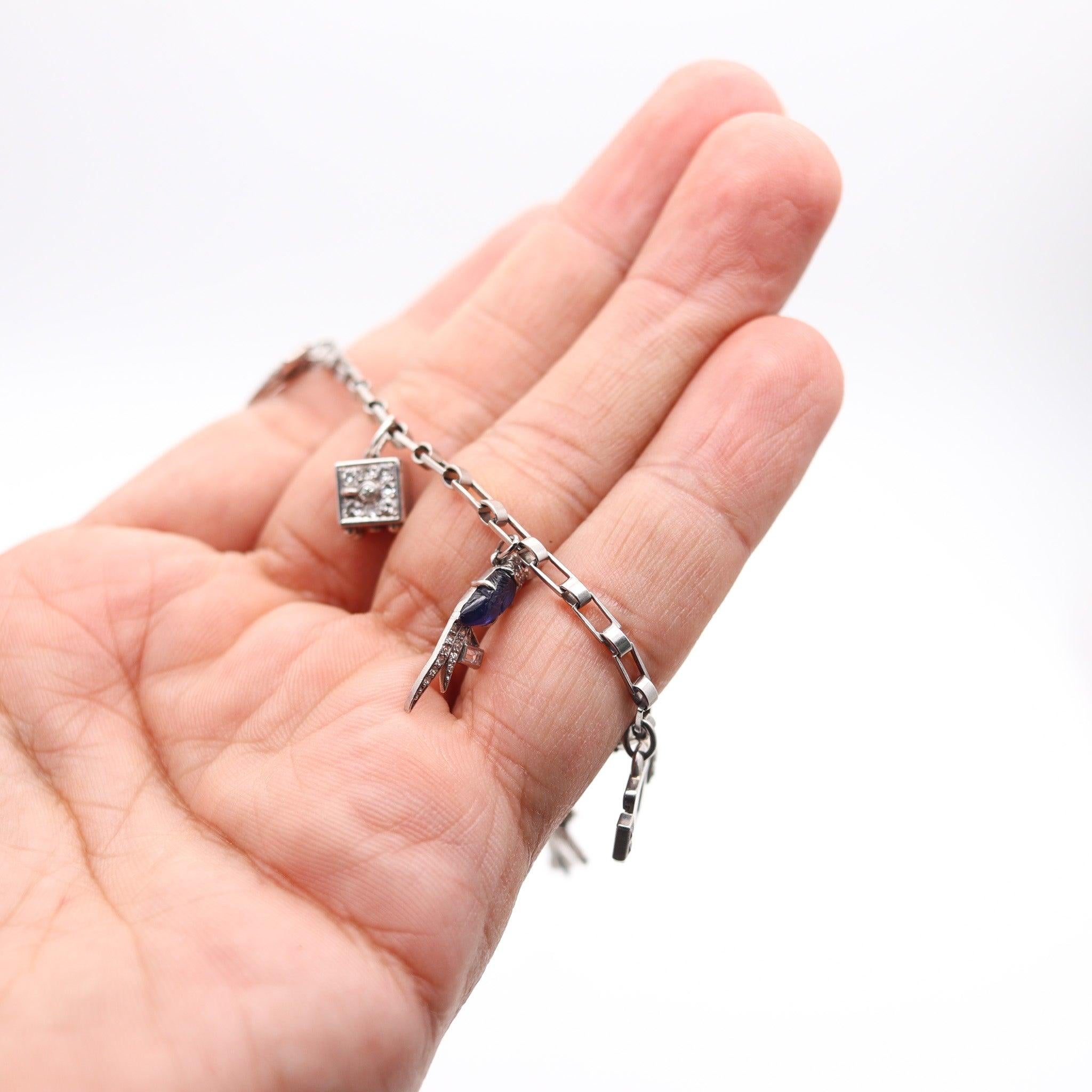 CARTIER Paris 1930 Art Deco Charms-Armband aus Platin mit 3,06 Gesamtkaratgewicht in Diamanten im Angebot 5