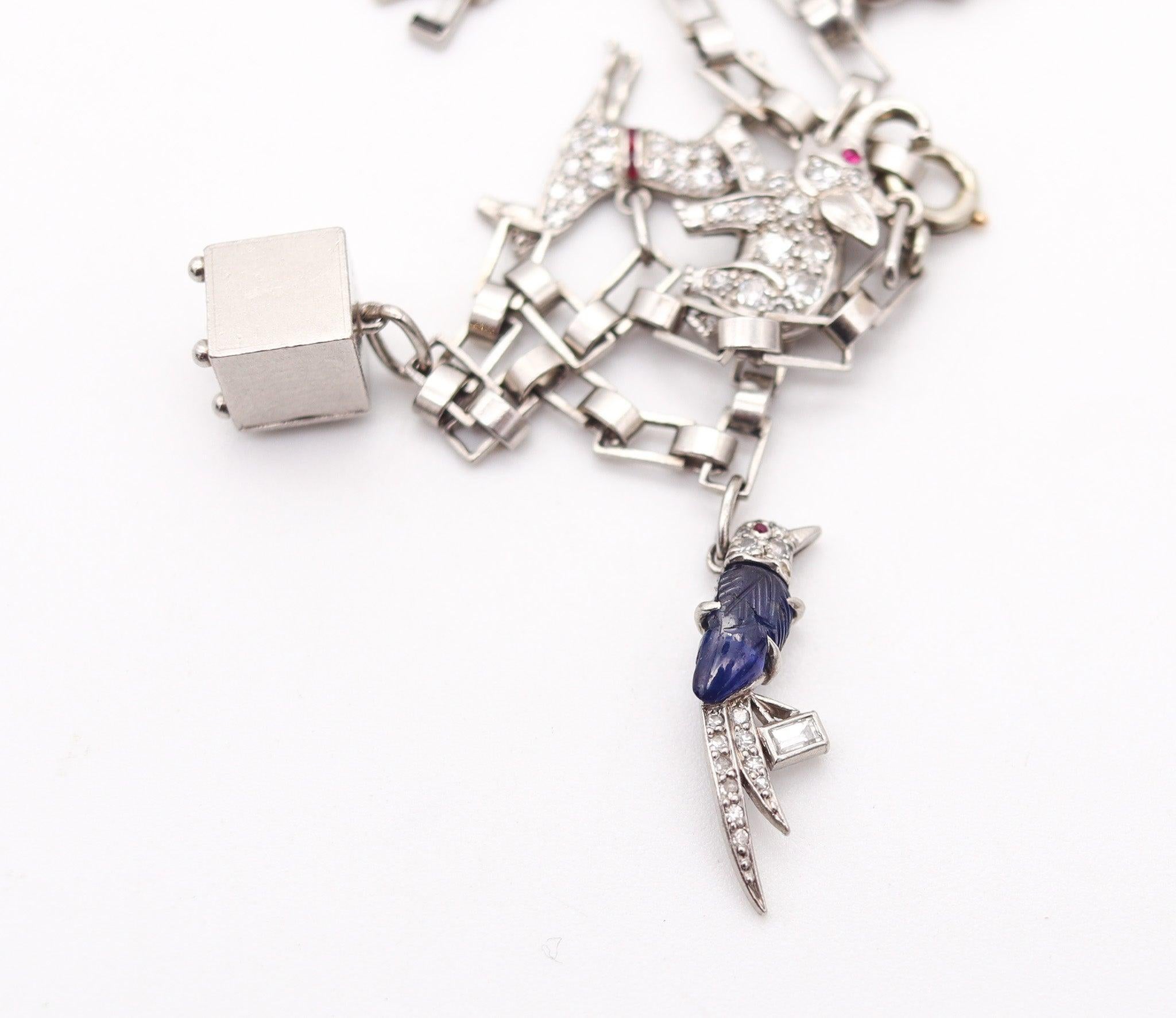 CARTIER Paris 1930 Art Deco Charms-Armband aus Platin mit 3,06 Gesamtkaratgewicht in Diamanten im Angebot 2