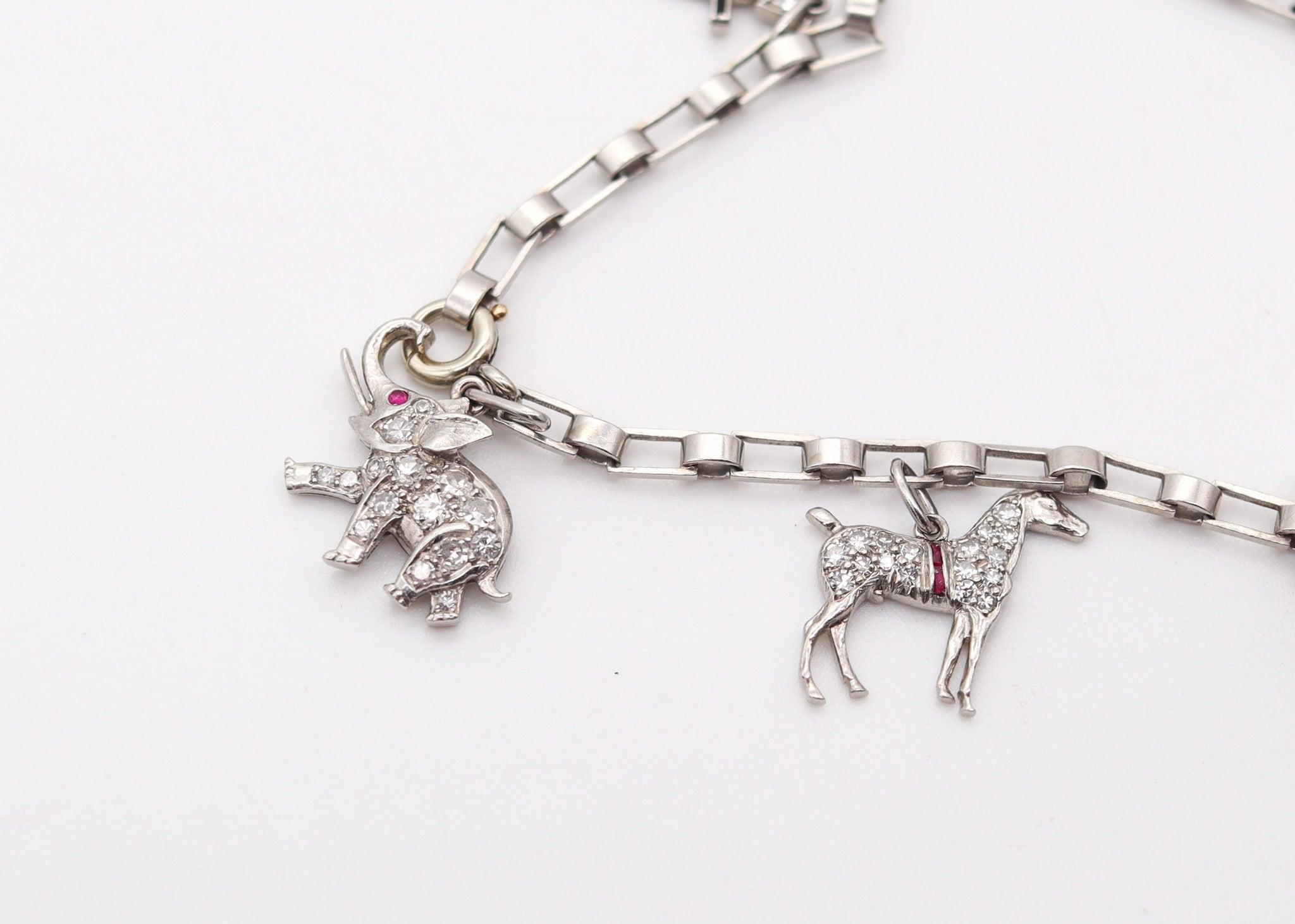 CARTIER Paris 1930 Art Deco Charms-Armband aus Platin mit 3,06 Gesamtkaratgewicht in Diamanten im Angebot 3