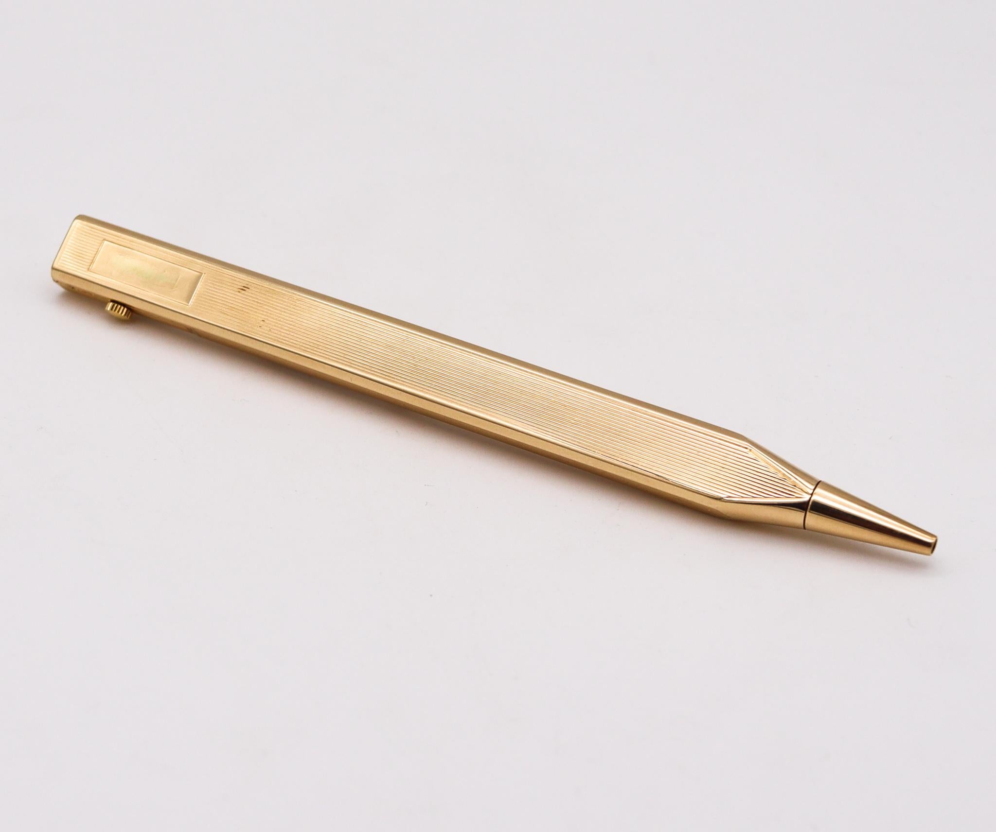 Cartier Paris 1930 Art Deco Convertible Watch and Pencil in 14Kt Yellow Gold In Excellent Condition In Miami, FL