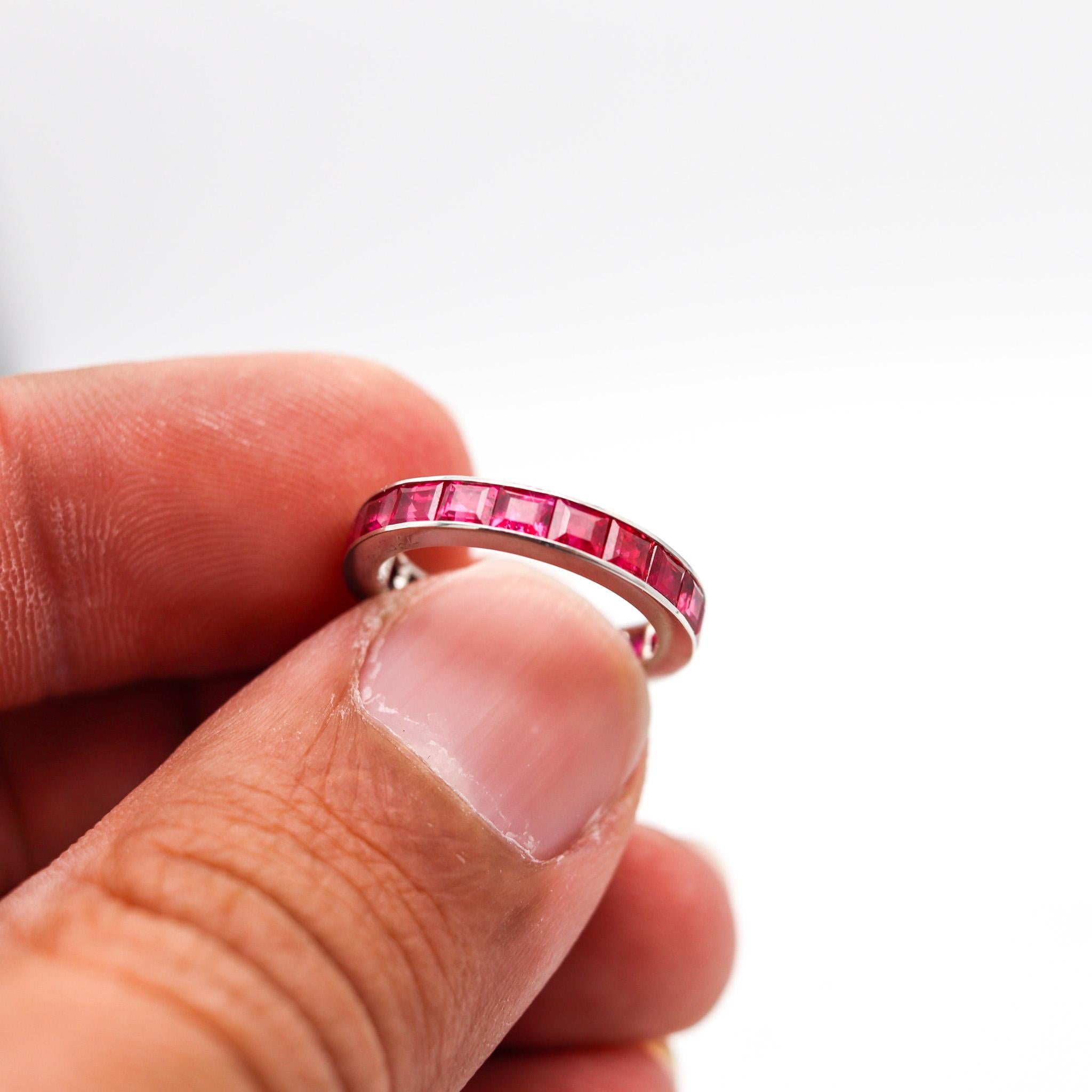 Cartier Paris 1930 Art Deco Eternity Band Ring In Platinum With 4.45 Cts Rubies 2