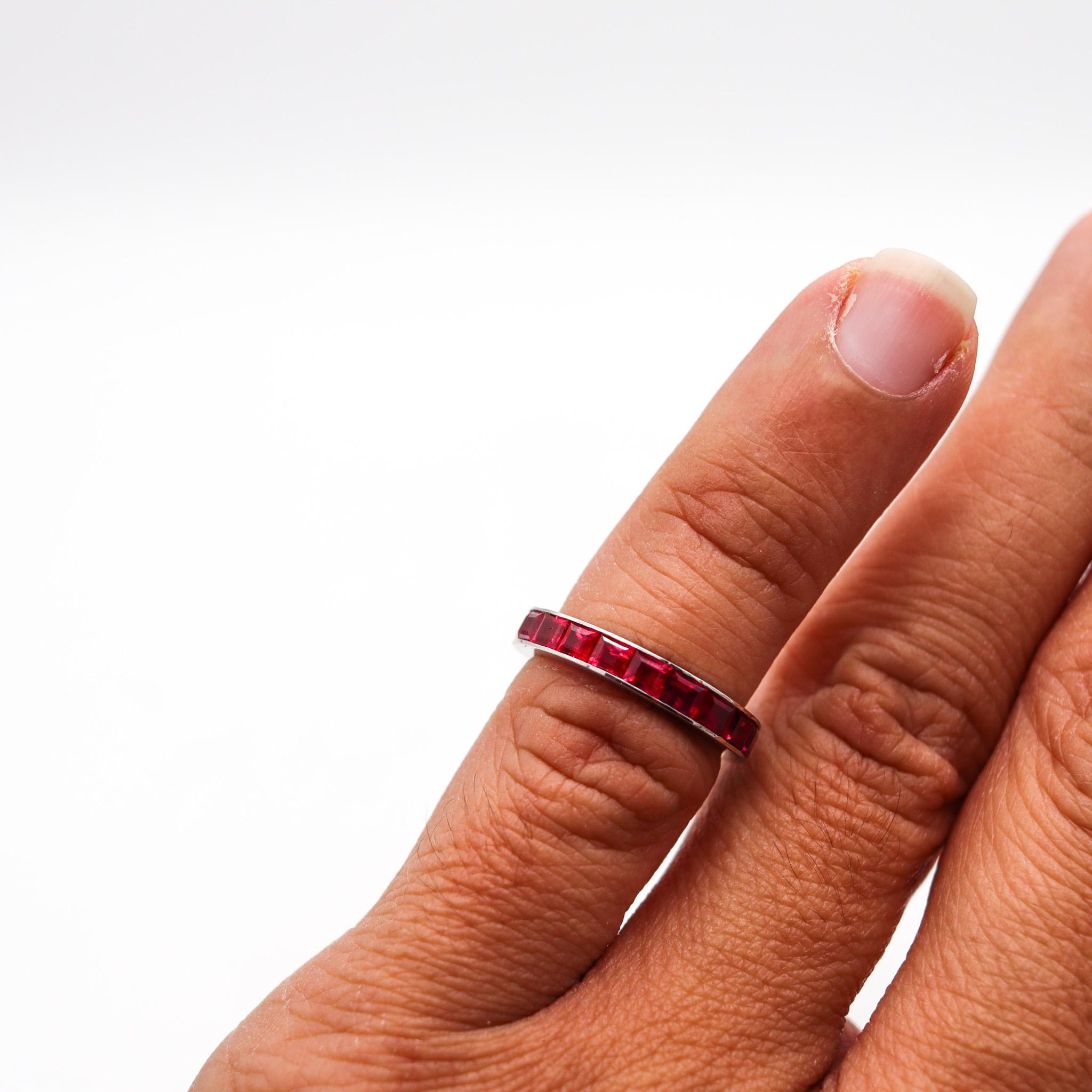 Cartier Paris 1930 Art Deco Eternity Band Ring In Platinum With 4.45 Cts Rubies 3