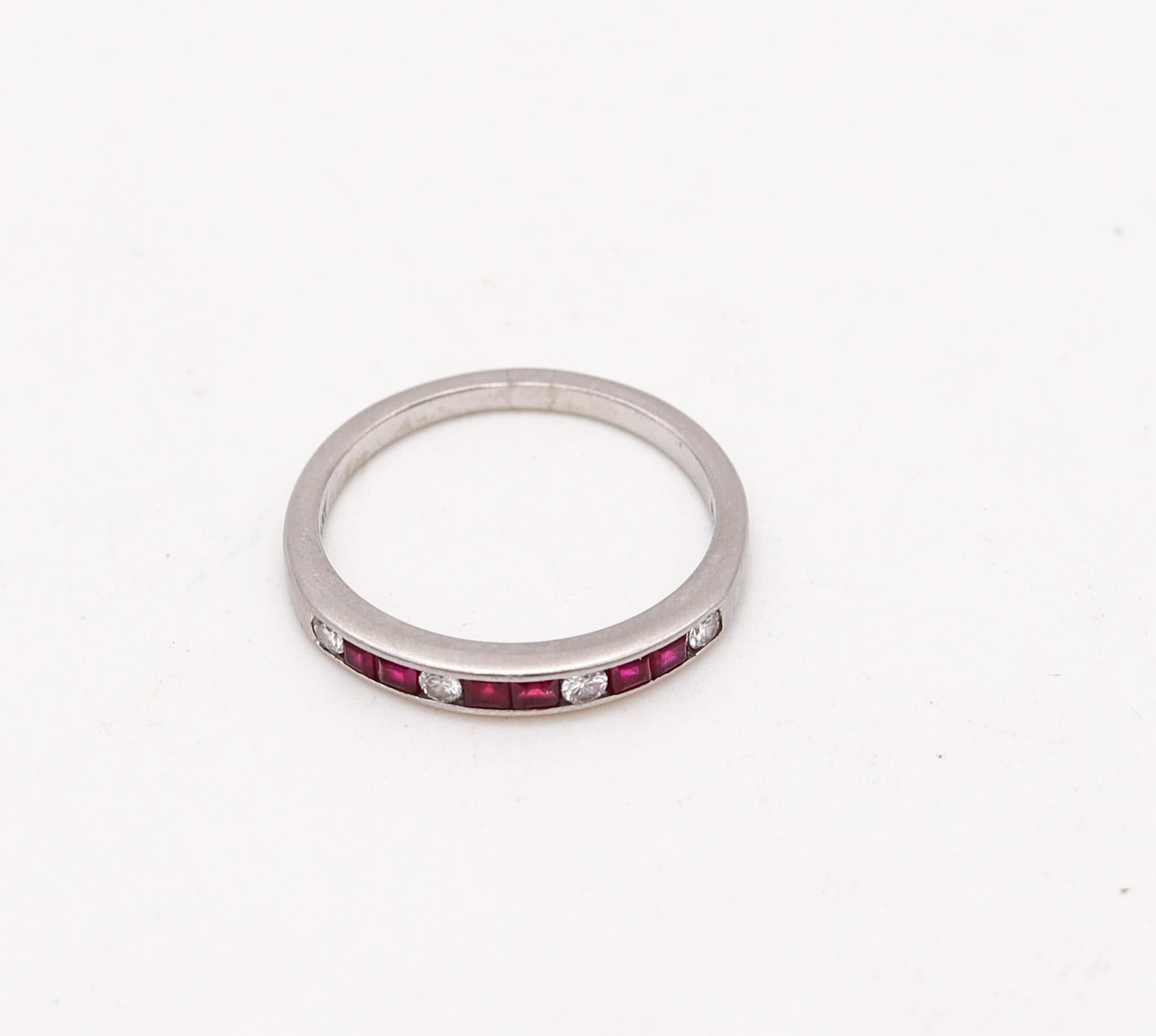 Half eternity ring designed by Cartier.

Very nice half-eternity ring, created during the art deco period in Paris France by the house of Cartier, back in the 1930. The ring is a classic and has been crafted in solid .900/.999 platinum with high
