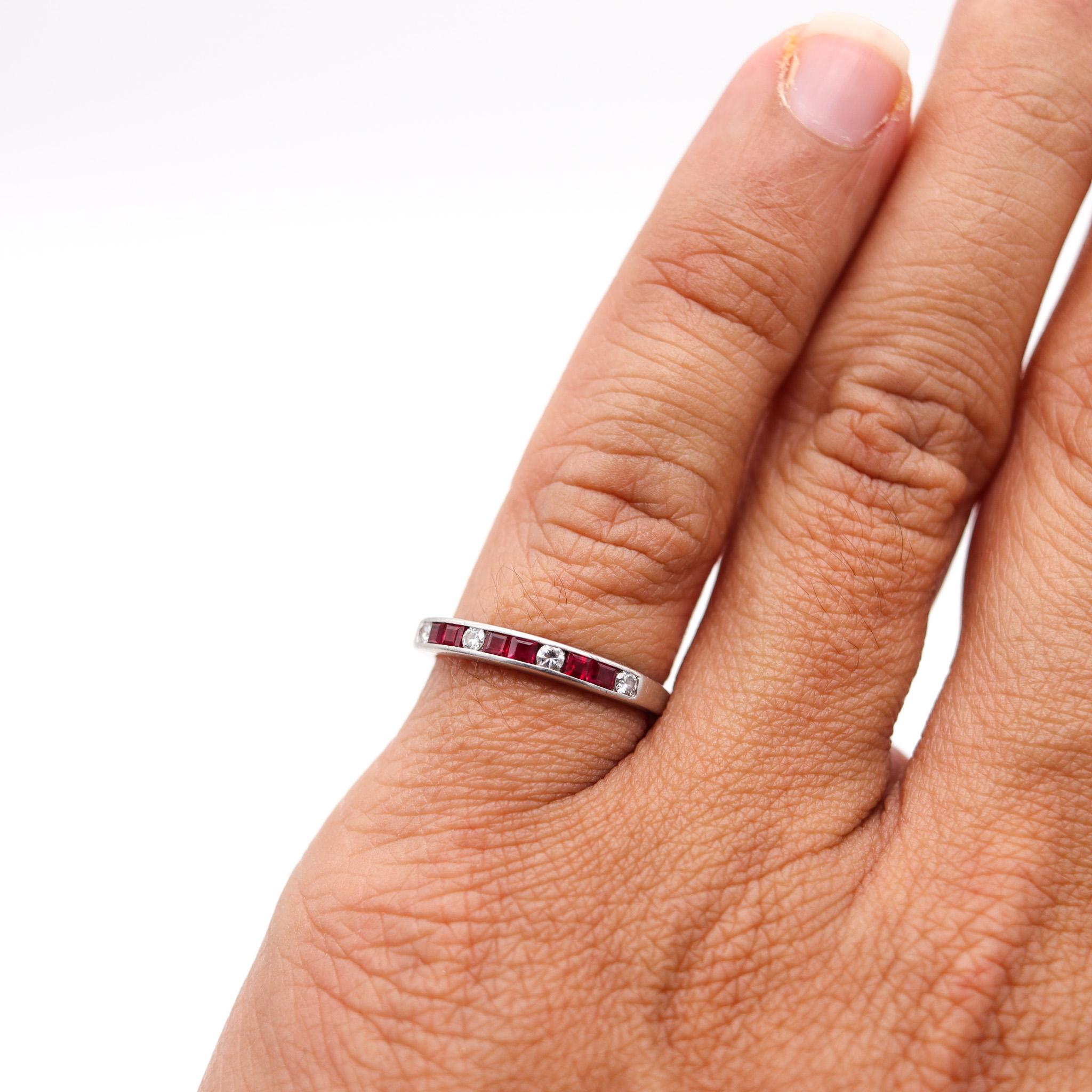 Cartier Paris 1930 Art Deco Half Eternity Ring Platinum With Diamonds And Rubies 1