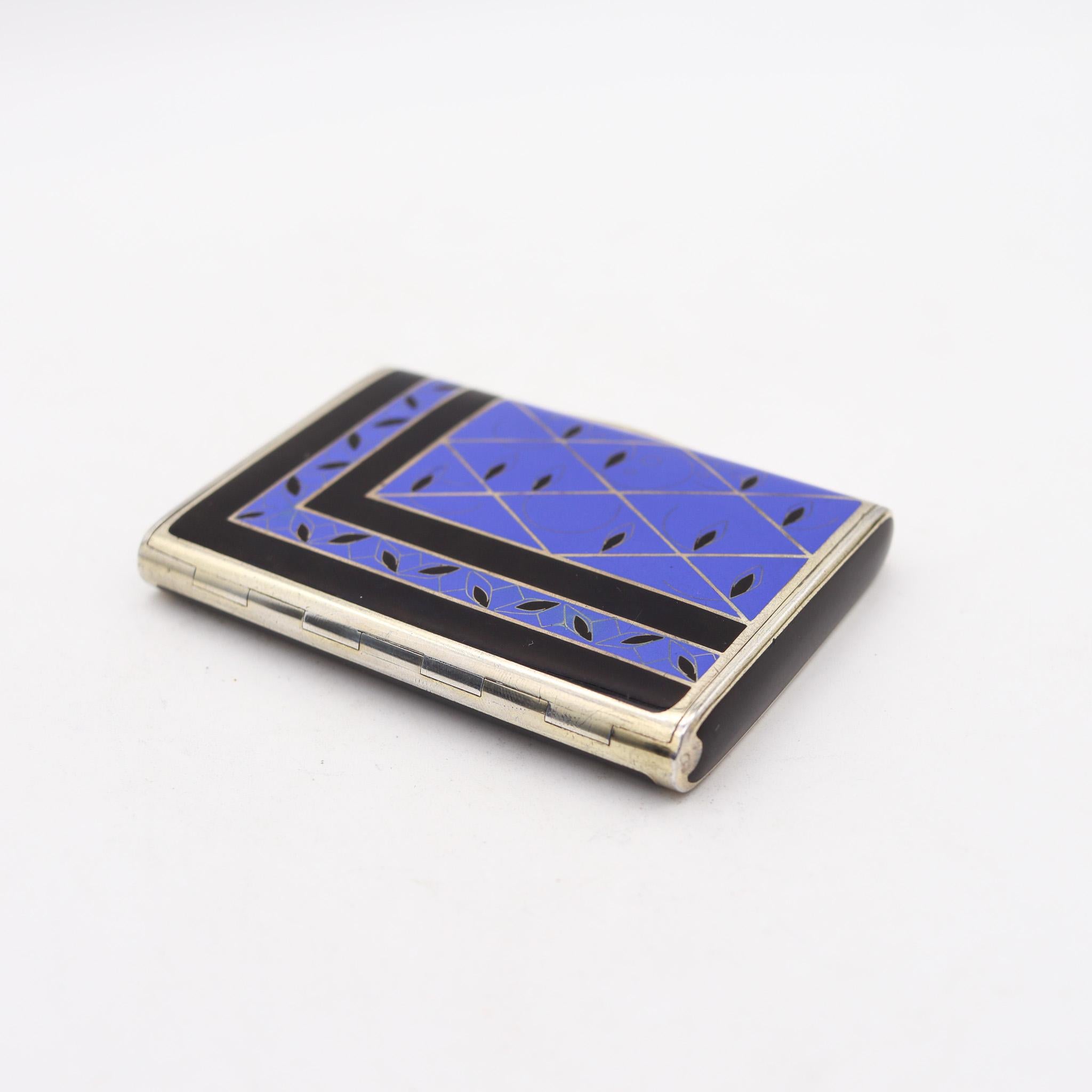 Cartier Paris 1930 von Louis Kuppenheim, Art déco-Schachtel aus blauer Emaille im Art déco-Stil, 925 Sterling (Französisch) im Angebot
