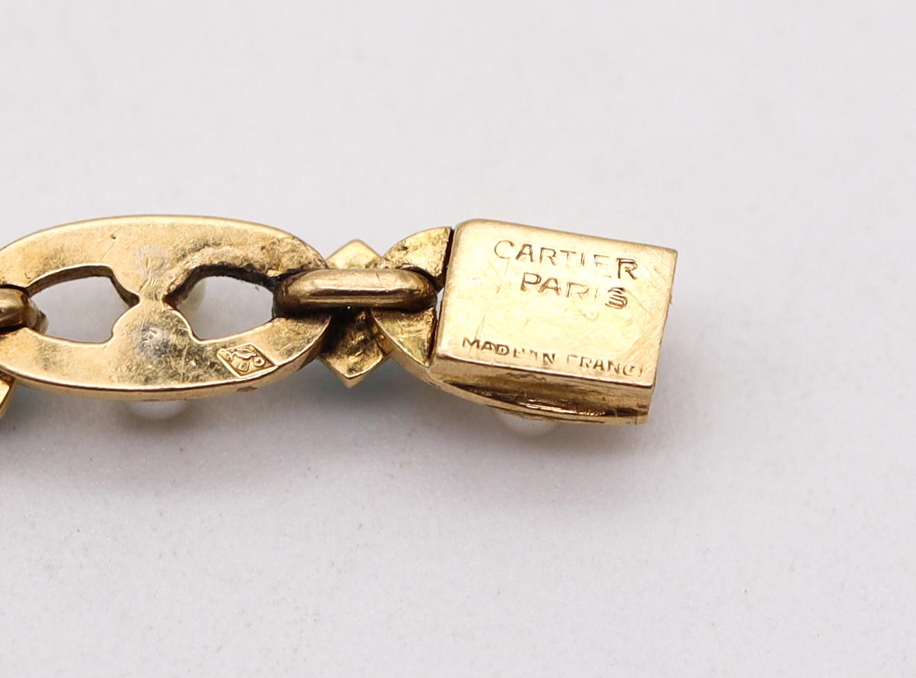 Cabochon Cartier Paris 1950 George L'Enfant Bracelet 18Kt Gold With Turquoises & Pearls