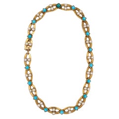Cartier Paris 1950 George L'Enfant Armband 18Kt Gold mit Türkis & Perlen