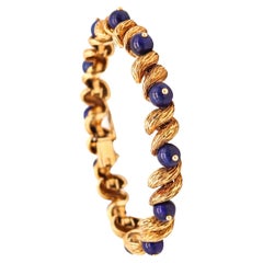 Cartier Paris 1950 Vintage Retro Links Bracelet in 18kt Gold with Lapis Lazuli