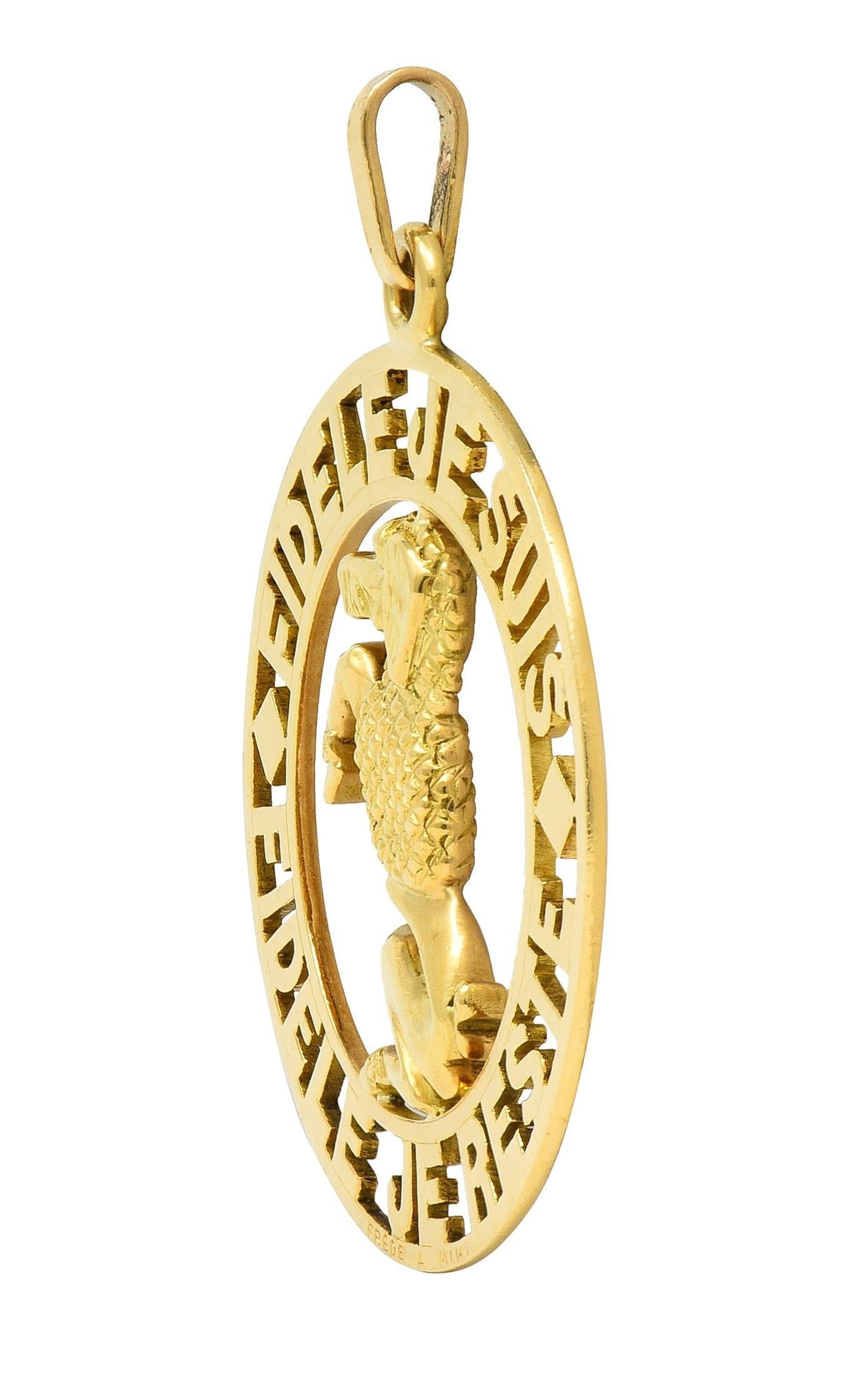 Women's or Men's Cartier Paris 1950s 18 Karat Yellow Gold Vintage Faithful Poodle Dog Pendant