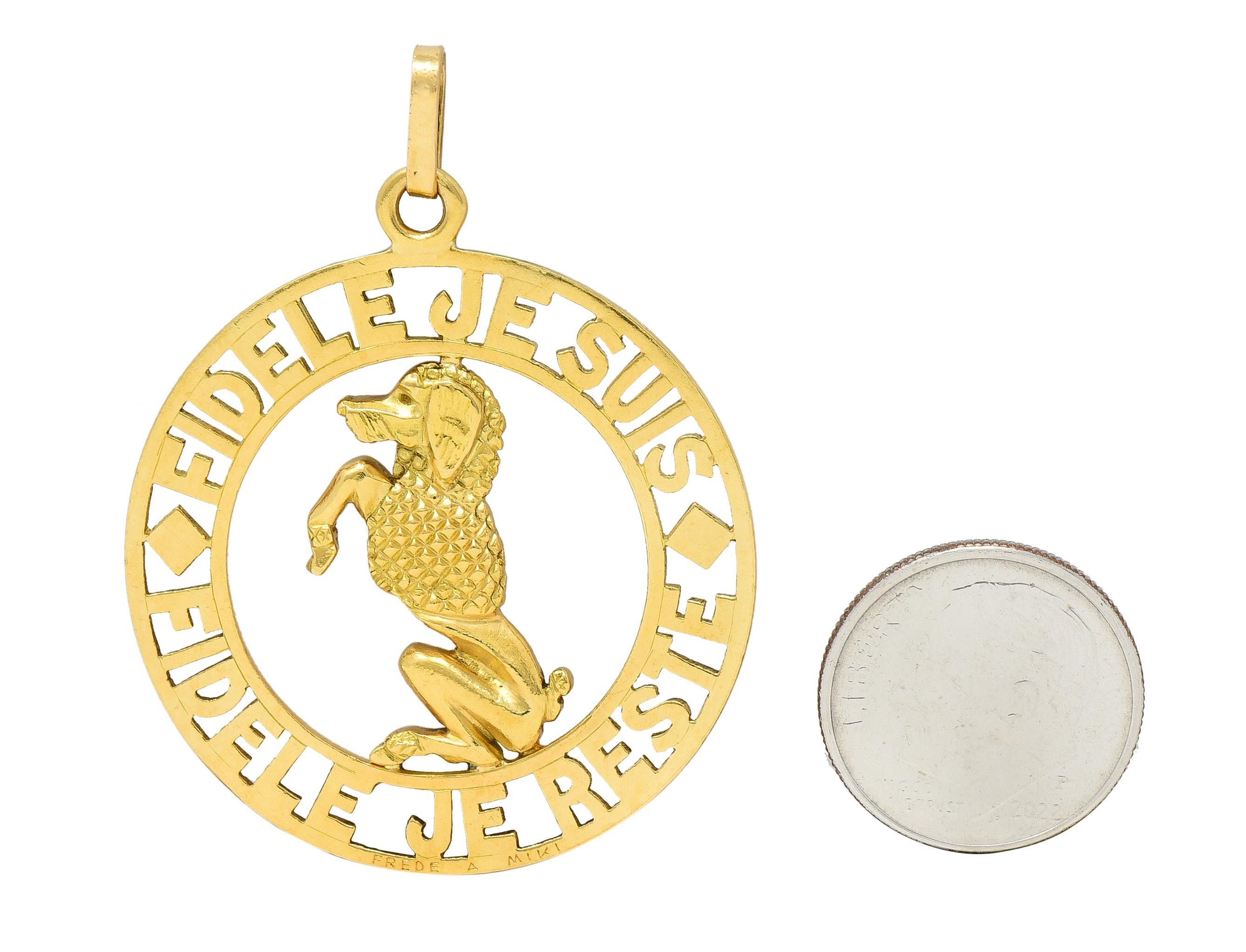 Cartier Paris 1950s 18 Karat Yellow Gold Vintage Faithful Poodle Dog Pendant 5