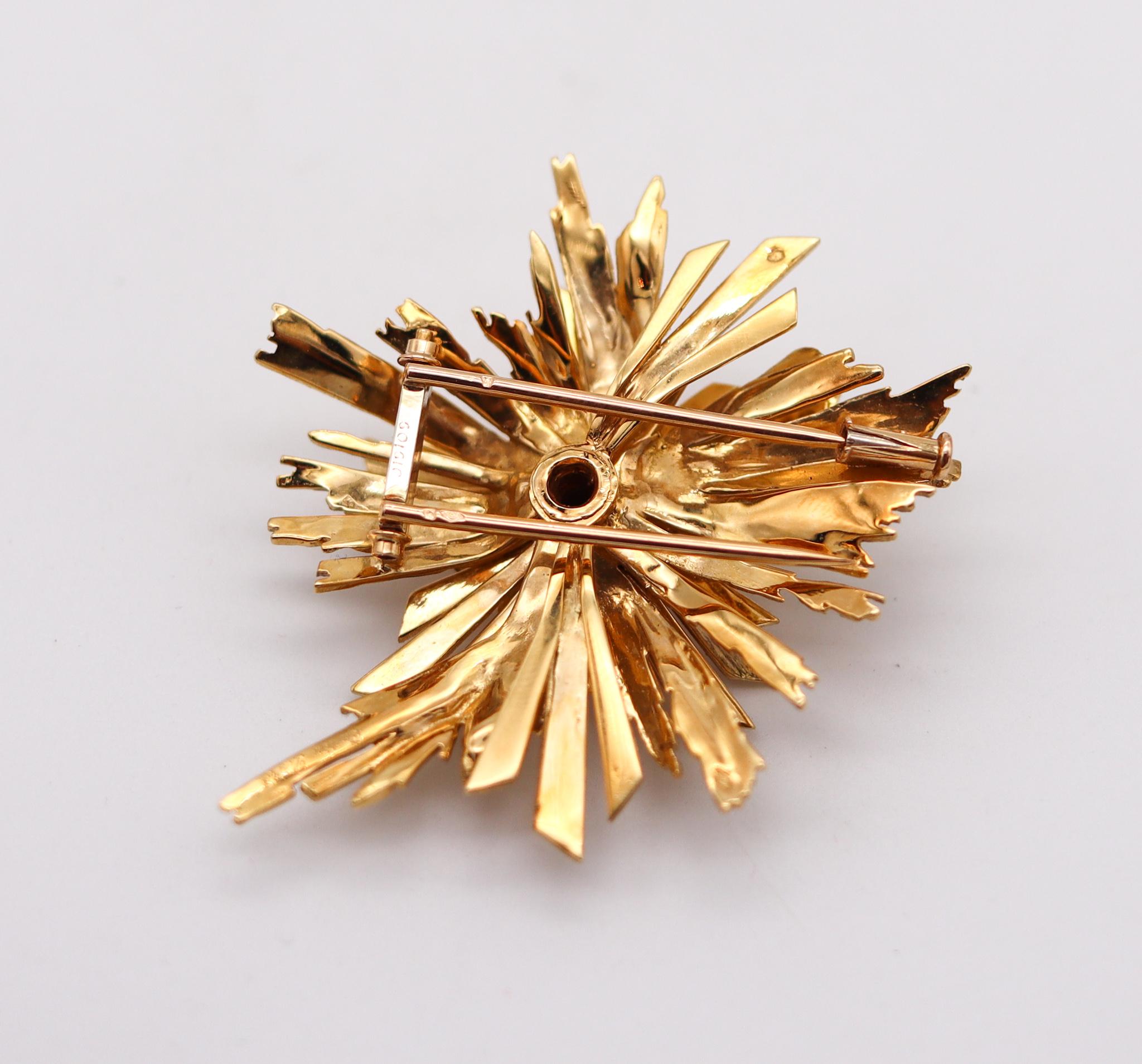 Femenino o masculino Cartier París 1960 Broche Artístico Brutalista de oro amarillo macizo de 18 quilates en caja