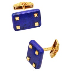 CARTIER Paris 1960 Boutons de manchette géométriques en or jaune massif 18 carats