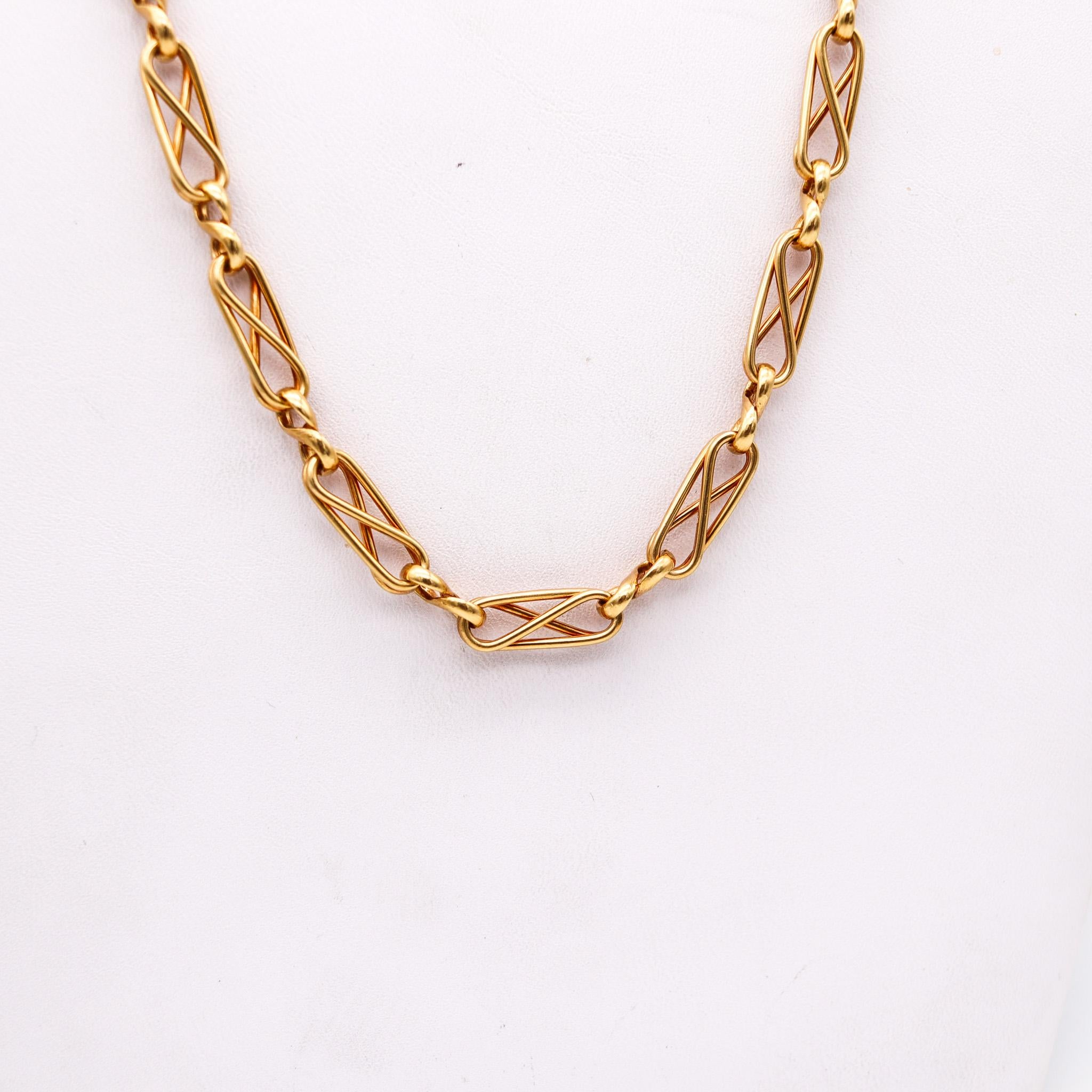 A rare Cartier chain designed by George L'enfant.

Exceptionally rare chain created in Paris France at the jewelry atelier of George L'Enfant for the jewelry house of Cartier, back in the 1960. This fabulous chain has been crafted in solid yellow