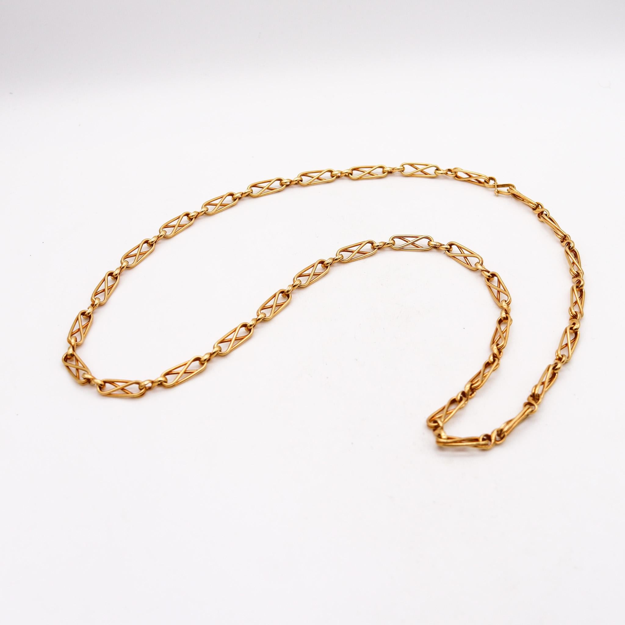 Modernist Cartier Paris 1960 George L'enfant Very Rare Geometric Chain in 18Kt Yellow Gold
