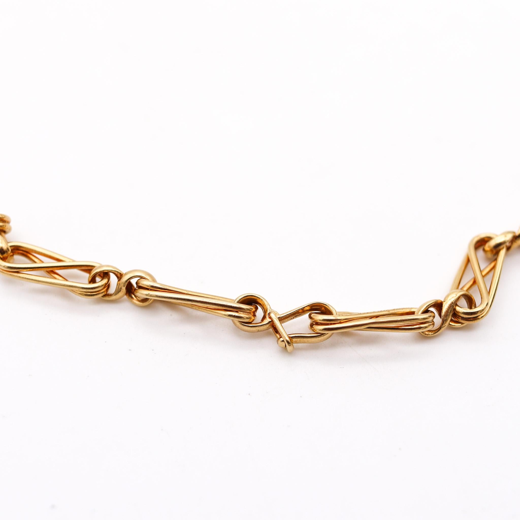 Women's or Men's Cartier Paris 1960 George L'enfant Very Rare Geometric Chain in 18Kt Yellow Gold For Sale