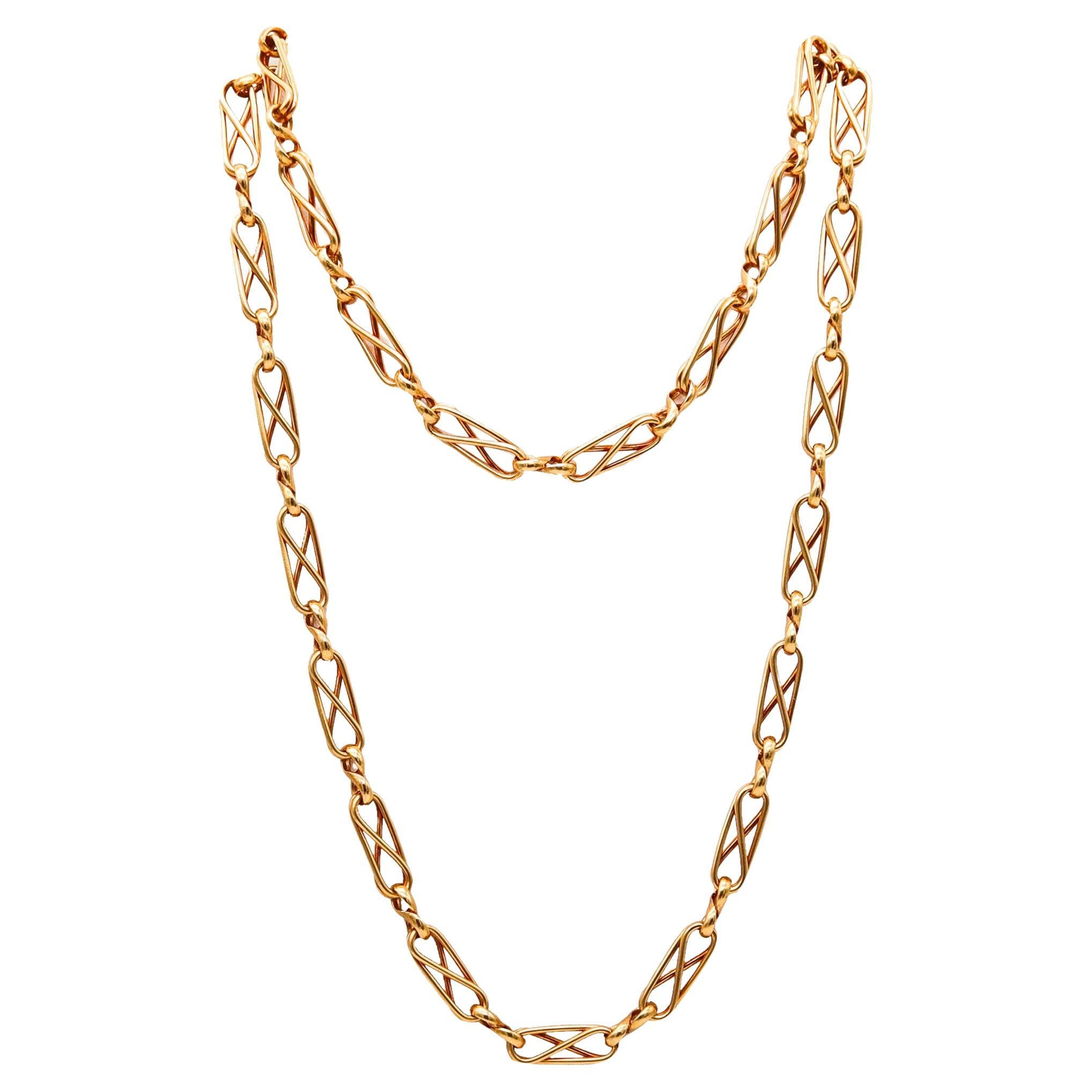 Cartier Paris 1960 George L'enfant Very Rare Geometric Chain in 18Kt Yellow Gold For Sale