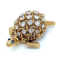 CARTIER Paris 1960 Turtle Brooch 18K Yellow Gold 2.20 Cwt VVS Diamonds