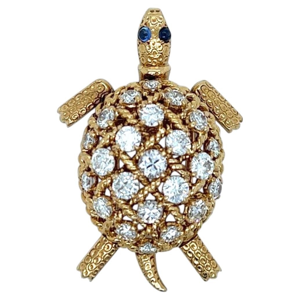 CARtier Paris 1960 Spilla Tartaruga Oro giallo 18 carati 2,20 cwt VVS Diamanti
