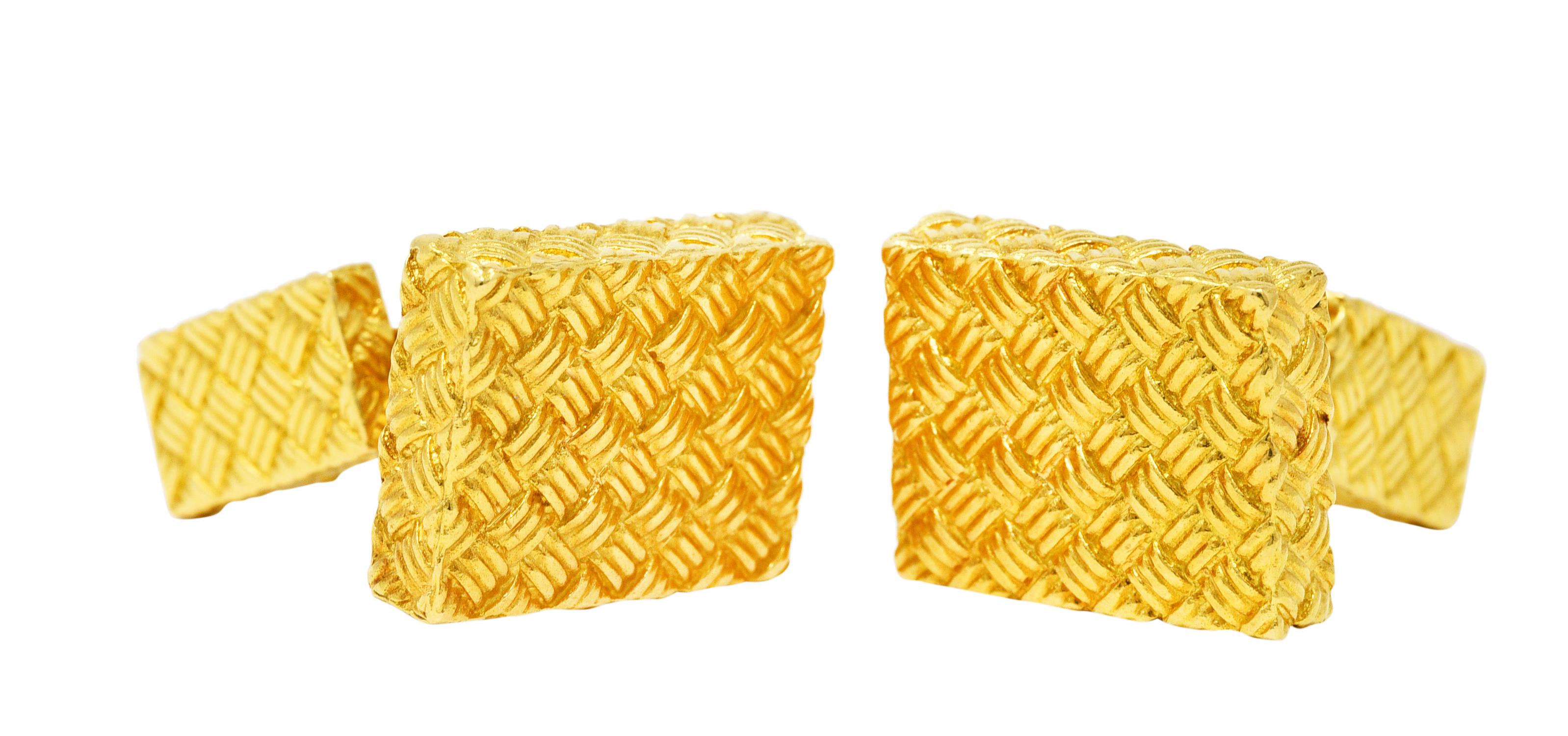 Cartier Paris 1960's 18 Karat Yellow Gold Woven Men's Vintage Cufflinks 5