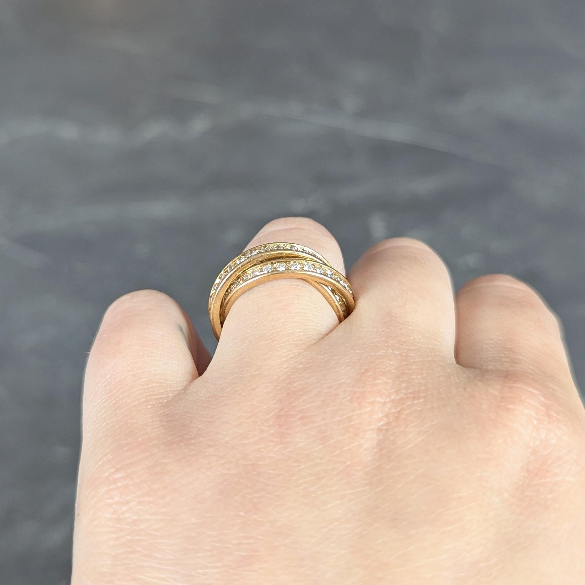 Cartier París 1960's 2.88 CTW Diamante Oro 18K Anillo Trinidad Rodante Vintage en venta 2