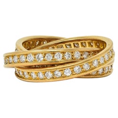 Cartier Paris 1960's 2.88 CTW Diamond 18K Gold Vintage Rolling Trinity Band Ring