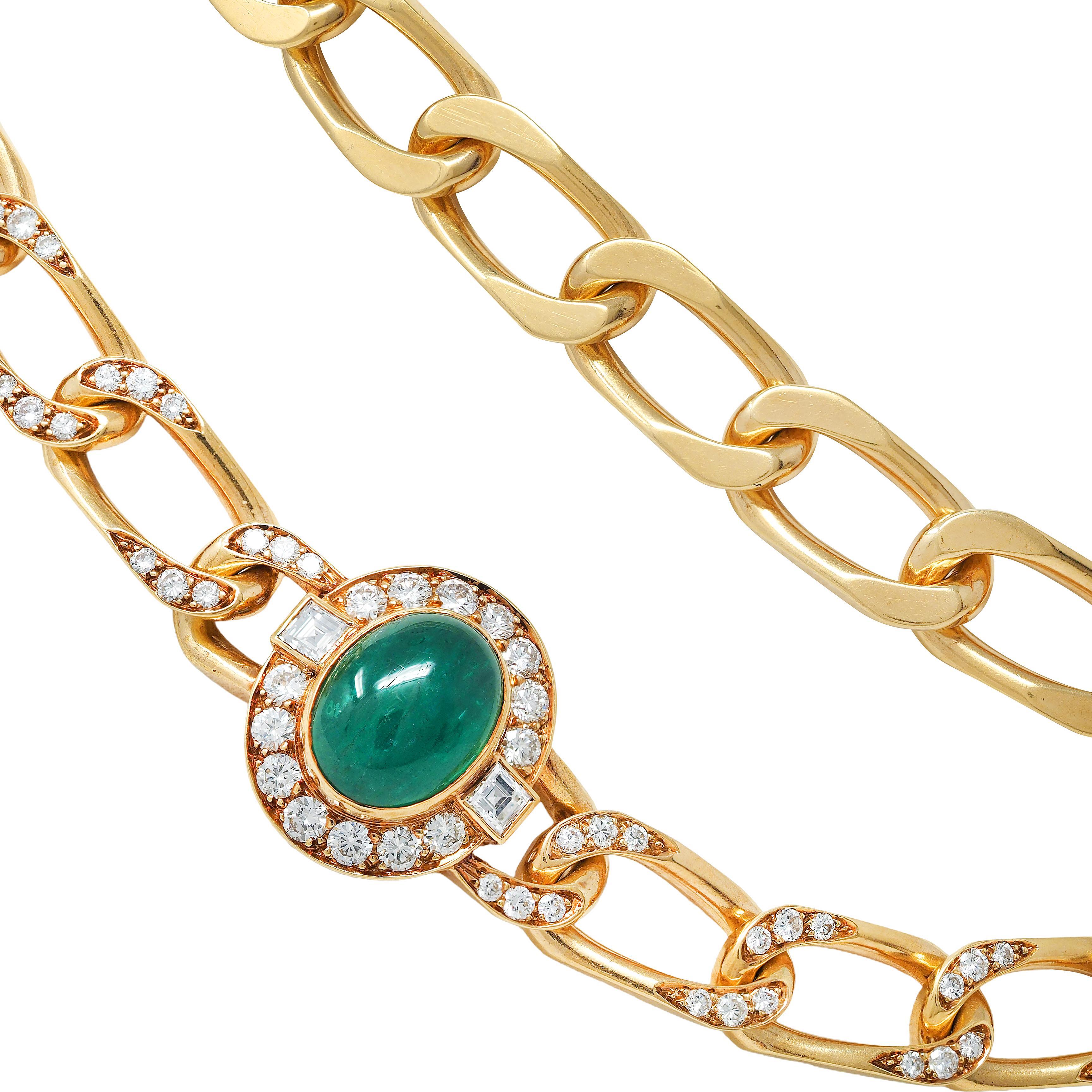 Cartier Paris 1960, smeraldo e diamante in oro giallo 18 carati, collana vintage a stazioni in vendita 1