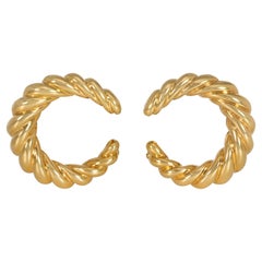 Cartier, Paris 1960s Gold Fluted Hoop Earrings