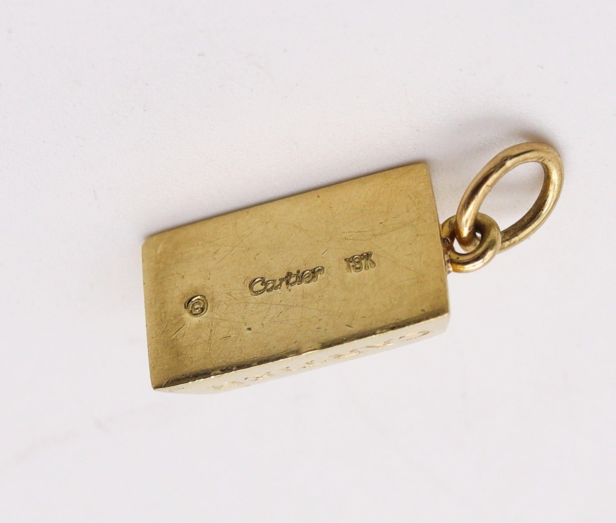 CARTIER Paris 1970 1/2 Ounce Rectangular Ingot Pendant In Solid 18Kt Yellow Gold 2