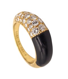 Andre Vassort Paris 1970, bague en or 18 carats avec diamants et onyx de 3,36 carats