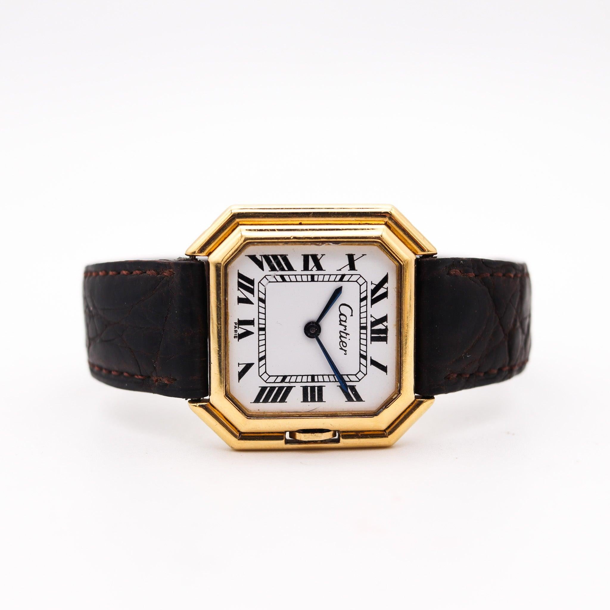 Modernista CARTIER Paris 1970 Orologio da polso automatico Large Ceinture in oro giallo 18 Kt in vendita