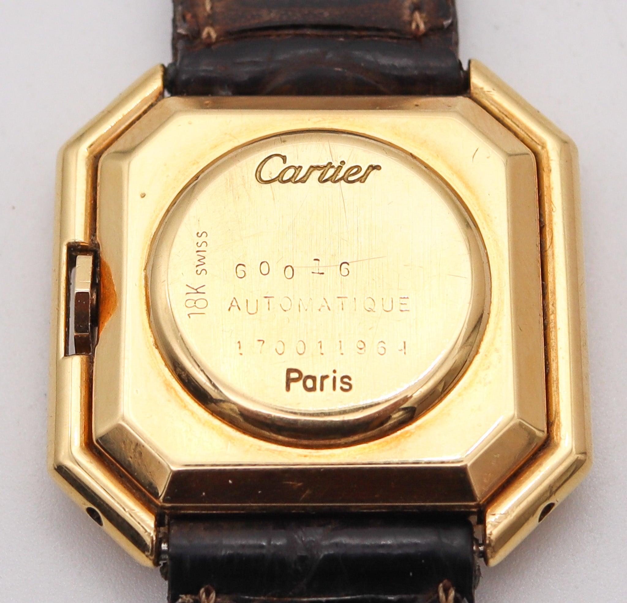 CARTIER Paris 1970 Orologio da polso automatico Large Ceinture in oro giallo 18 Kt in vendita 4