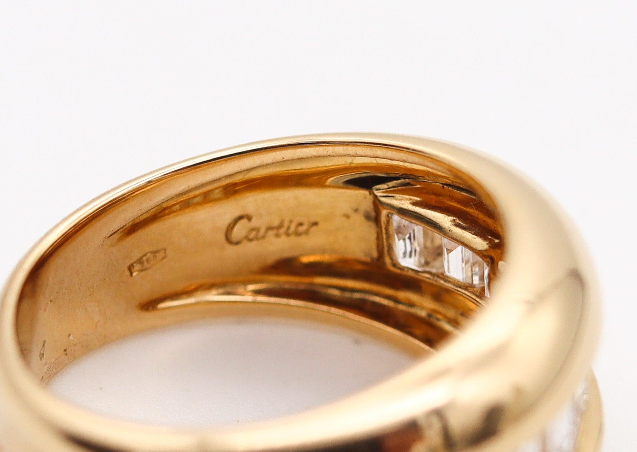 CARTIER Paris 1970 Band Ring In 18Kt Yellow Gold With 1.45 Ctw VVS Diamonds 3