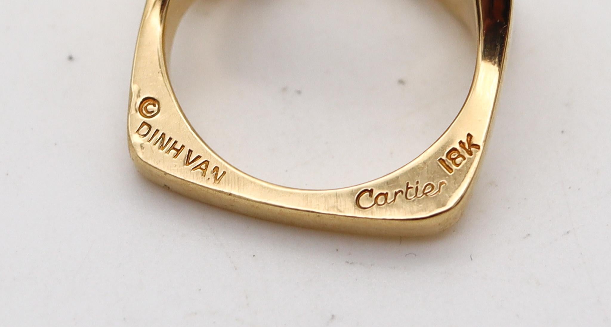 Cartier Paris 1970 By Dinh Van Sculptural Cushion Oval Ring In 18Kt Yellow Gold In Excellent Condition For Sale In Miami, FL