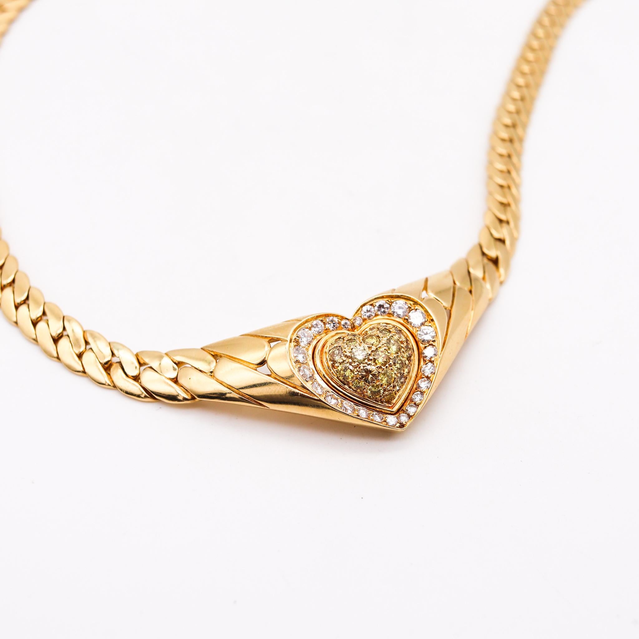 Modernist Cartier Paris 1970 by George L'enfant Necklace 18kt Gold with 4.17cts Diamonds