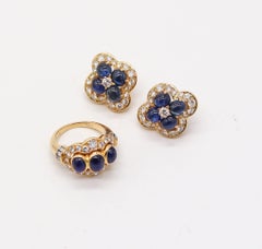 CARTIER Paris 1970 Clips-On Earrings In 18Kt Gold 9.85 Cwt. Sapphires & Diamonds