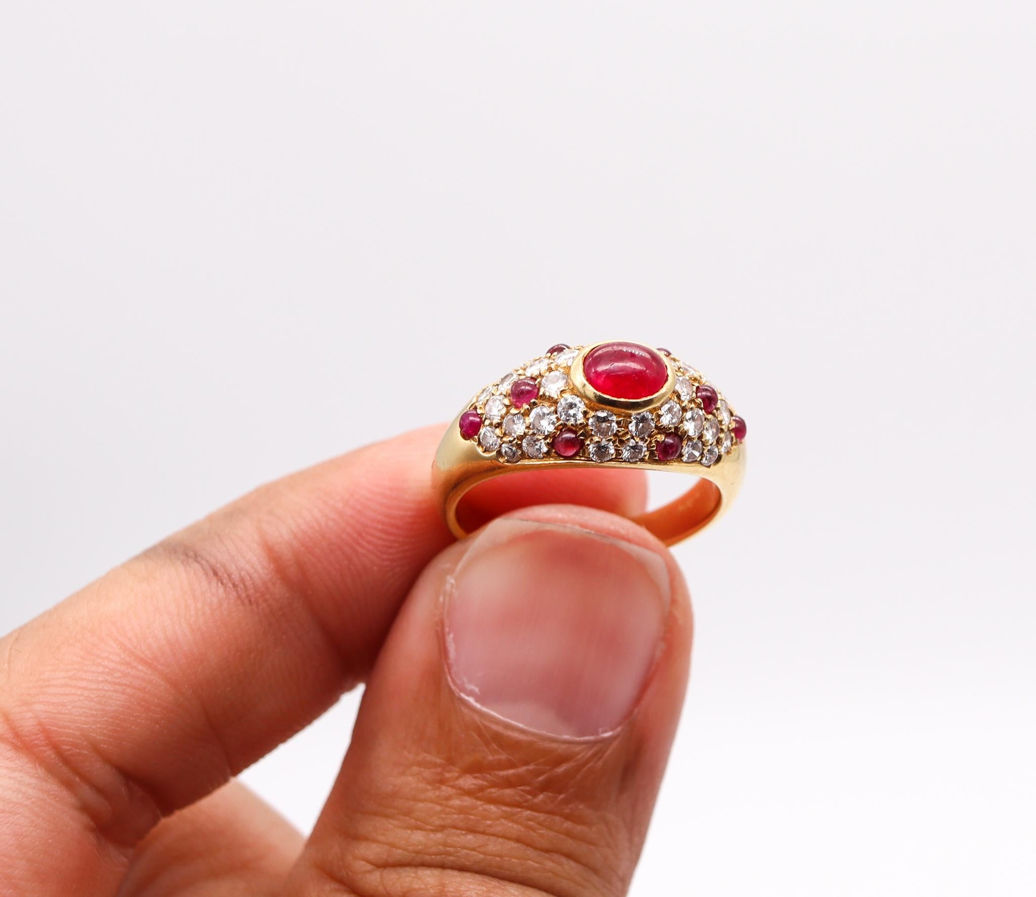 Cartier Paris 1970 Corinth Ring in 18kt Gold with 2.11 Ctw in Diamonds & Rubies 2