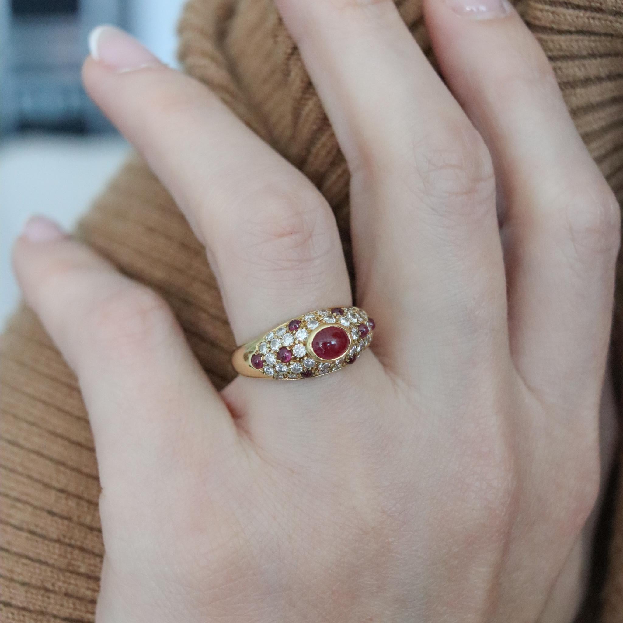 Women's Cartier Paris 1970 Corinth Ring in 18kt Gold with 2.83ctw in Diamonds & Rubies For Sale