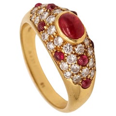 Retro Cartier Paris 1970 Corinth Ring in 18kt Gold with 2.83ctw in Diamonds & Rubies
